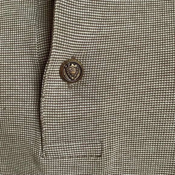 VINTAGE Oversized Brown Cotton Knit Polo Shirt - Picture 6 of 14